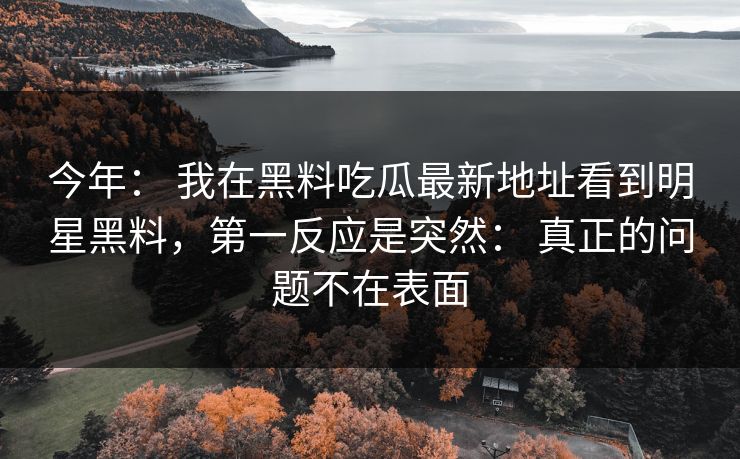 今年： 我在黑料吃瓜最新地址看到明星黑料，第一反应是突然： 真正的问题不在表面
