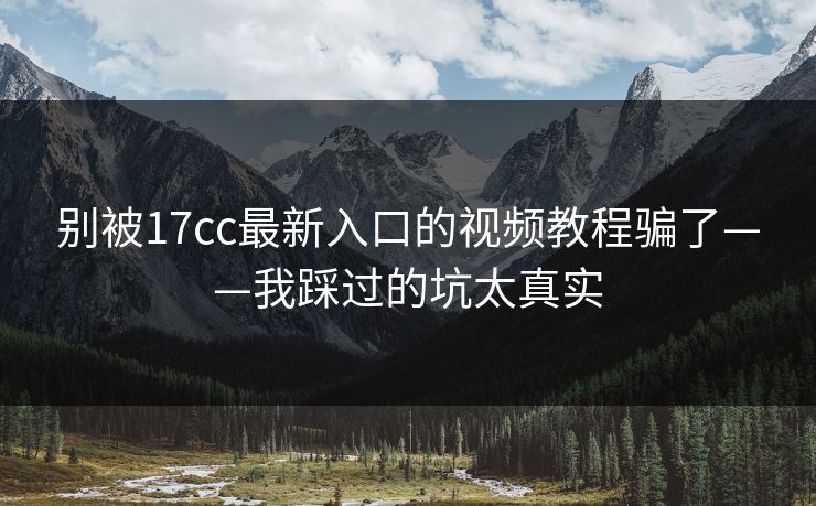 别被17cc最新入口的视频教程骗了——我踩过的坑太真实