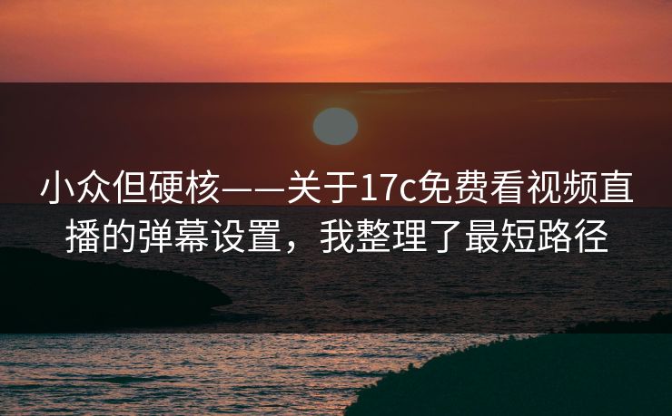 小众但硬核——关于17c免费看视频直播的弹幕设置，我整理了最短路径