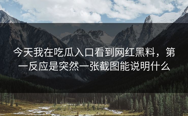 今天我在吃瓜入口看到网红黑料，第一反应是突然一张截图能说明什么